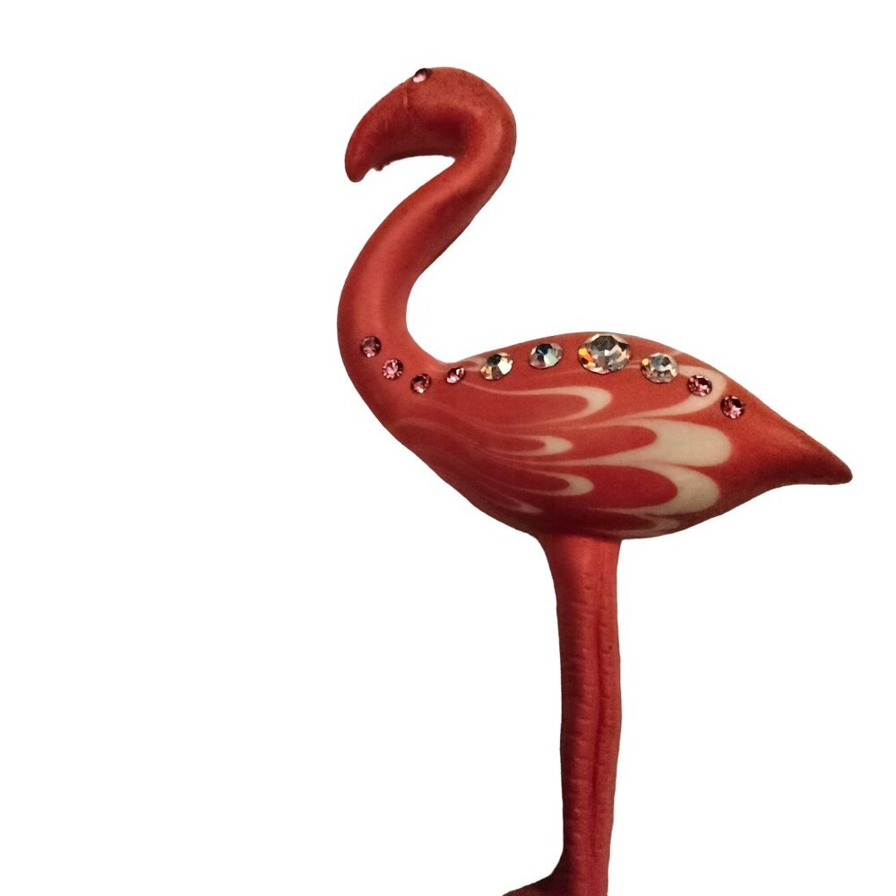 Pink Flamingo Rhinestone Pin Brooch Tropical Statement Coastal Tiki - Picture 3 of 3
